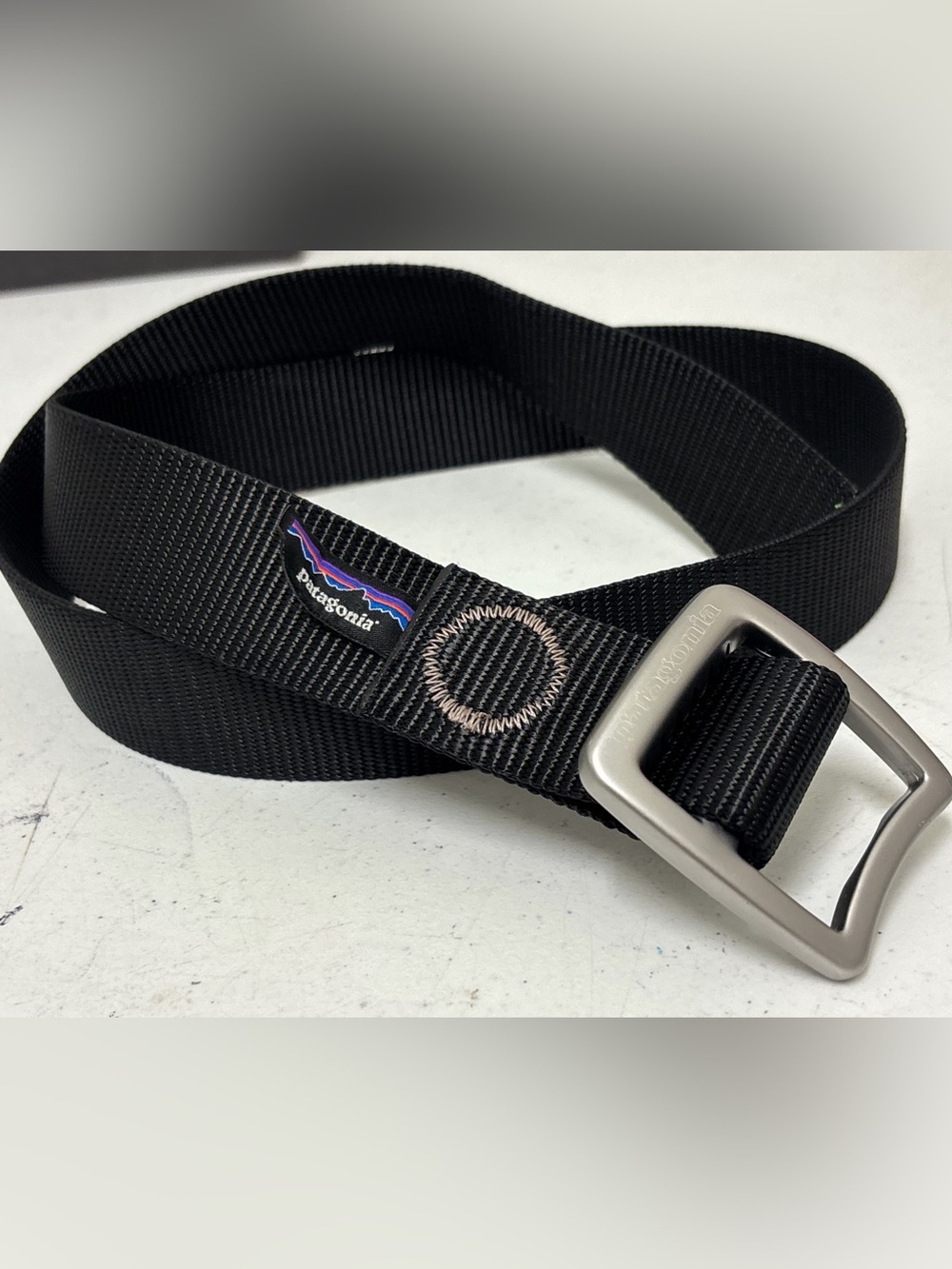 NWOT Patagonia Black Web Tech Belt with Silver Buckle